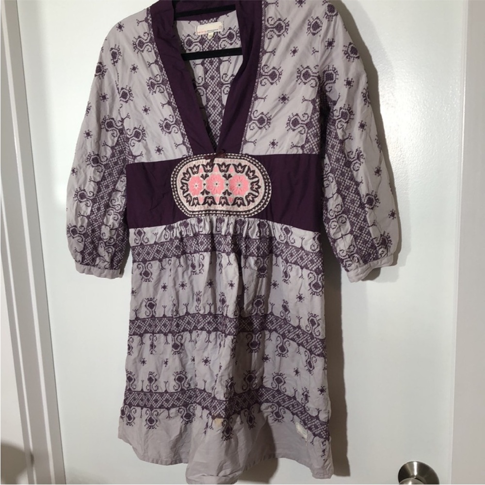 Odd Molly Purple Embroidered V-Neck Women’s Dress - Picture 5 of 11